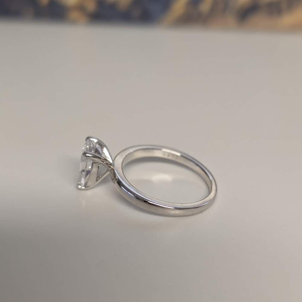 .925 Pear-Shaped Solitaire Engagement Ring in Silver - Picture 3 of 3